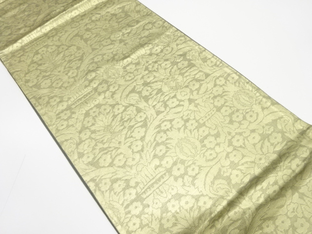 花更紗模様織り出し　袋帯